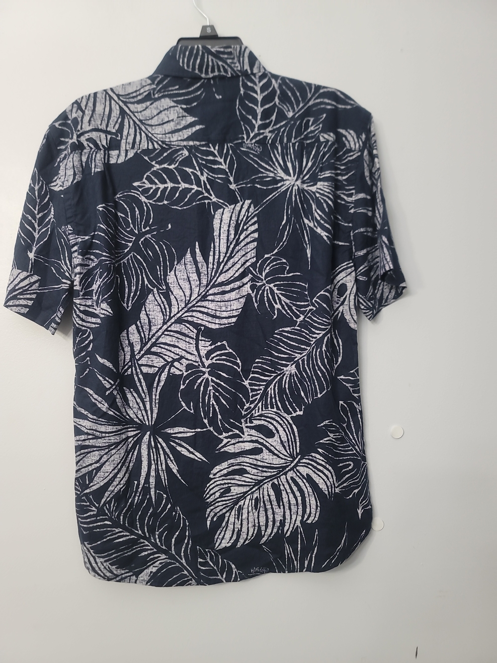 Men's Navy Tropical Print Short-Sleeve Shirt